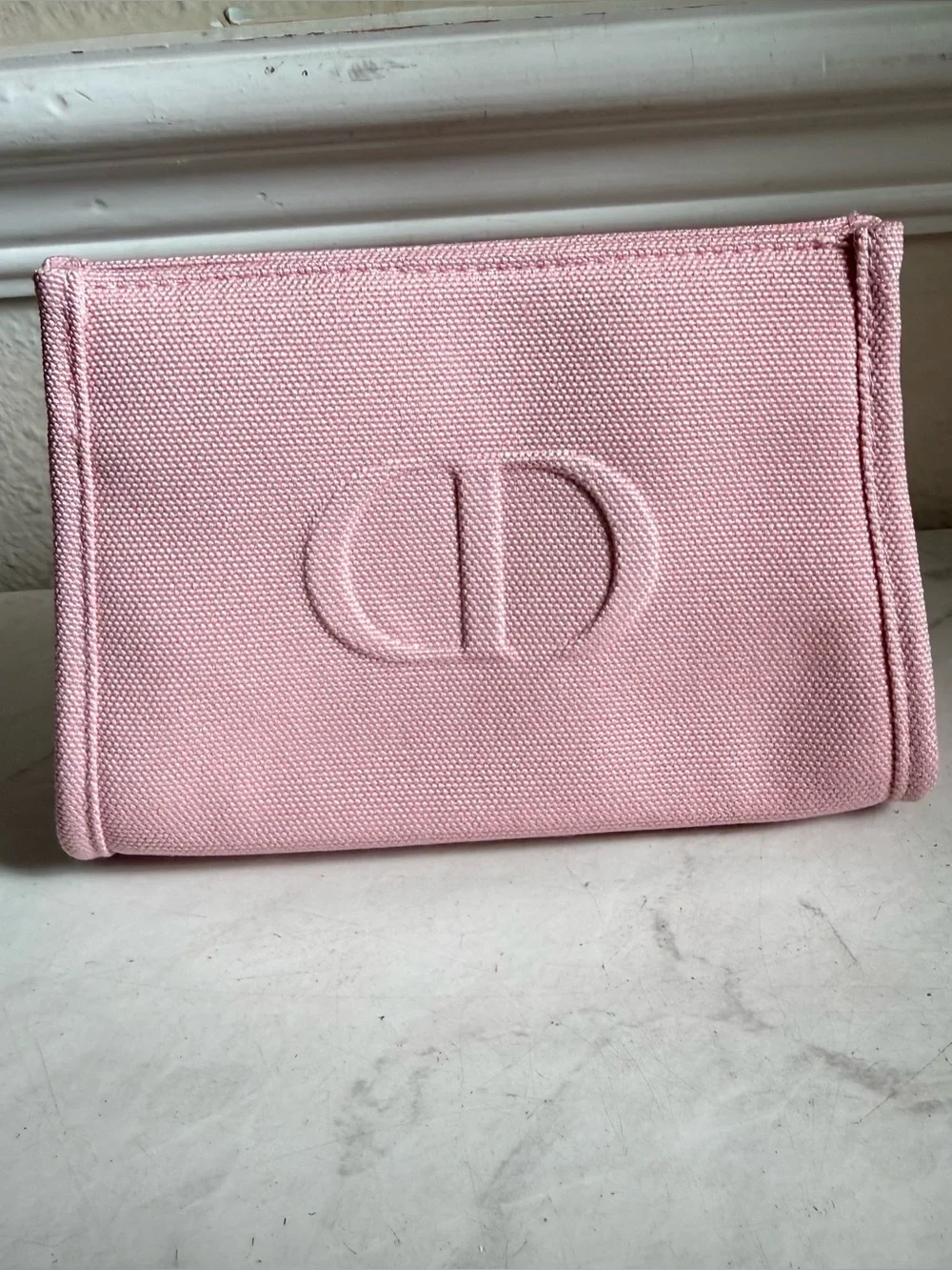 Dior Pink Canvas Cosmetic Pouch with CD Logo